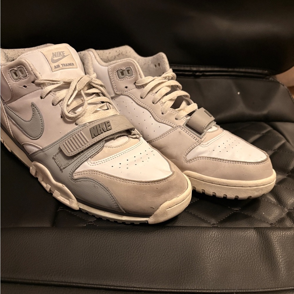Nike Air Trainer Sneakers in White and Light Gray